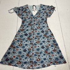 Madewell Blue Open Back Wildflower Garden Mini Dress Women’s Size 00 L8536