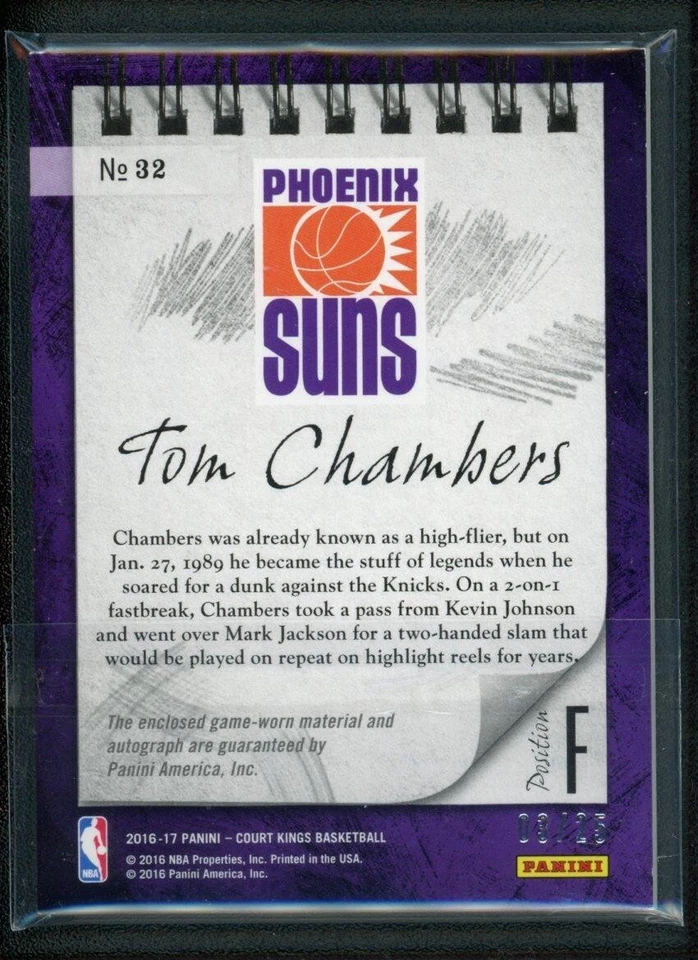 2016-17 TOM CHAMBERS 03/25 AUTO PATCH PANINI COURT KINGS SKETCHES SWATCHES - Image 2 of 2