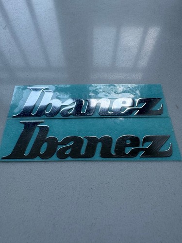 2Pcs 6.5CM*1.6CM lbanez Guitar Neck Headstock Self-Adhesive Metal Sticker Chrome - Picture 3 of 7
