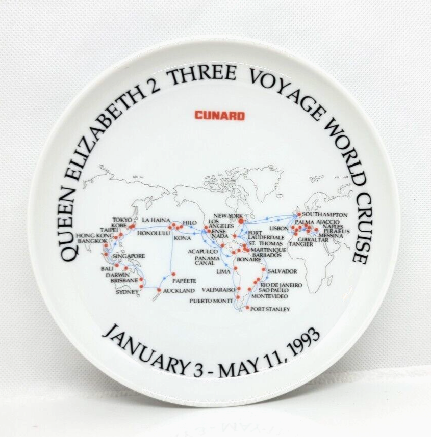 Rosenthal Germany QUEEN ELIZABETH 2 Small Plate 1993 CUNARD Voyage World Cruise