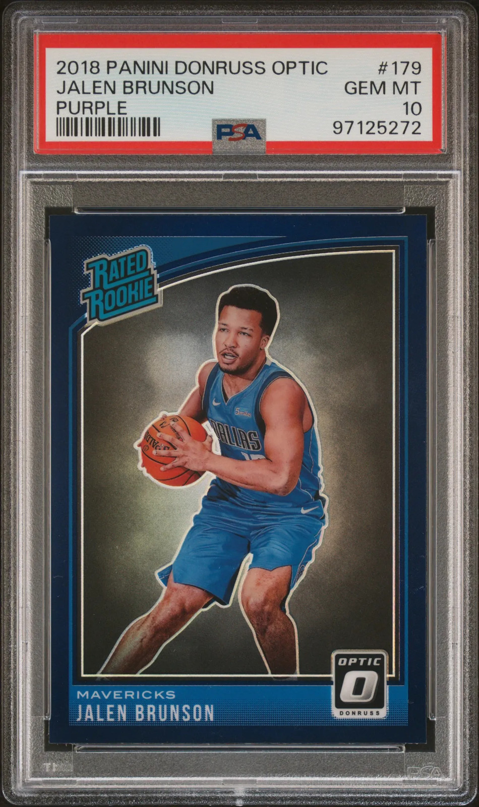 2018 Donruss Optic Jalen Brunson Rookie #179 Purple Prizm PSA 10 Knicks Low POP