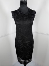 NWT ACEVOG Black Lace Bodycon Dress Size Small Sheer Overlay Cocktail
