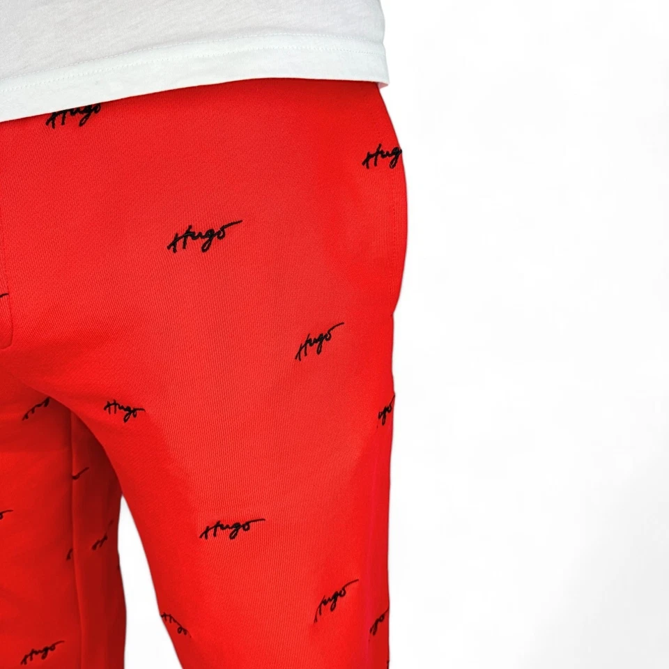 Mens HUGO oggers Red Tracksuit Bottoms With Logo - Duritiba Size M - Image 2 of 4