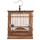 Hanging Parrot Cage Finch Bird for Small Pets Bamboo Rectangular