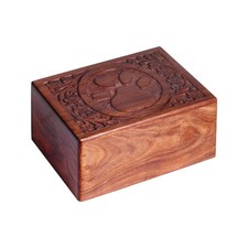S.B.ARTS Wooden Urn Box for Human Ashes, Cremation Funeral X-Small, Brown