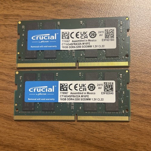 Crucial 16GB DDR4 3200 MHz PC4-25600 SODIMM Laptop Memory RAM 2x (CT16G4SFRA32A)