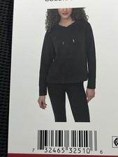 Tech Waffle Pullover Hoodie Black Crew Neck Long Sleeve Women's XL Hooded Casual