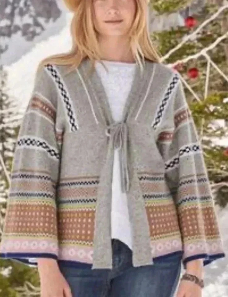 Cárdigan Suéter Sundance Para Mujer XS Cachemira Navia Kimono Suroeste Geométrico Foto 3 de 4