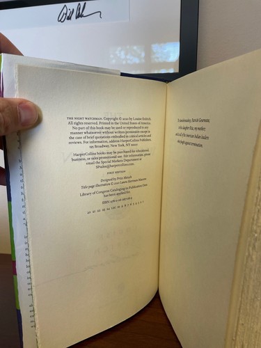 The Night Watchman Louise Erdrich 1st Printing SIGNED Provenance Pristine!! - Picture 3 of 4