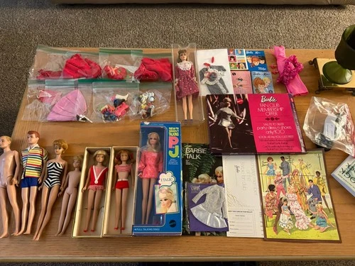 Mattel Vintage Barbie, Ken, Midge, PJ Dolls Lot 11in with Outfits & Accessories