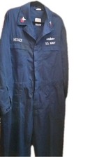 Vintage U.S. Navy Unisex Blue Cotton Twill Coveralls w/ Name Tape Insignia