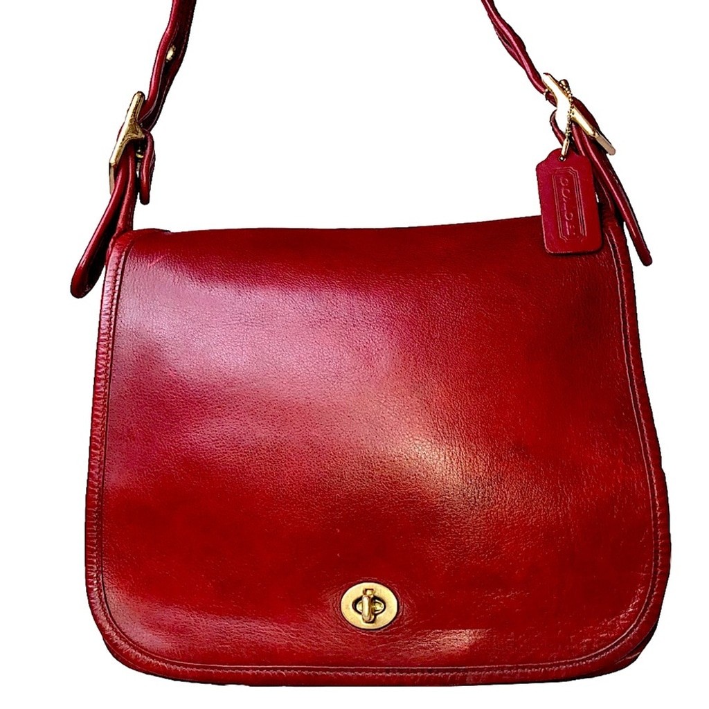Vintage Coach Turnlock Shoulder Bag Red