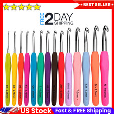 Crochet Hooks Set Clover Amour Steel Pastel 14 Pcs Ergonomic Easy Grip Bright  