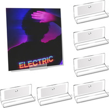 6 Pack Wall Mount Vinyl Record Holders, Self-Adhesive Acrylic LP Album Display S