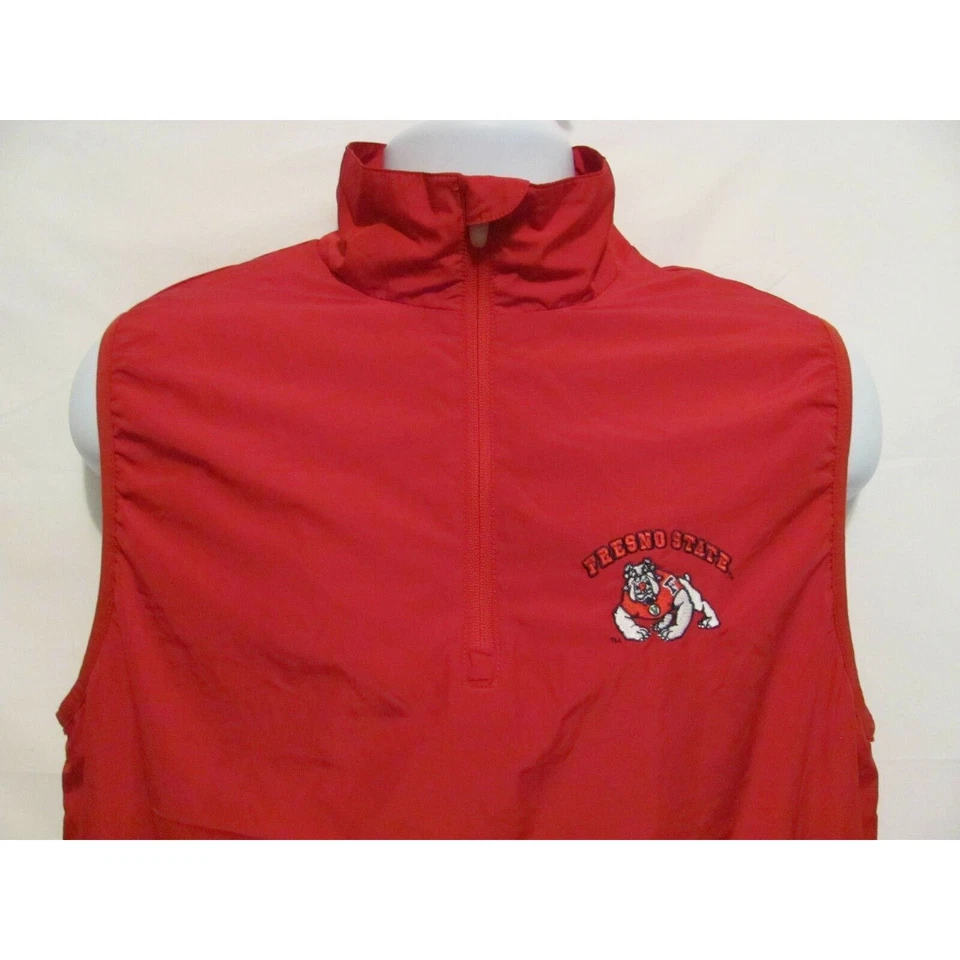 Womens SZ Small Vest Windbreaker Red Pullover Fresno State Bulldogs University - Image 2 of 4