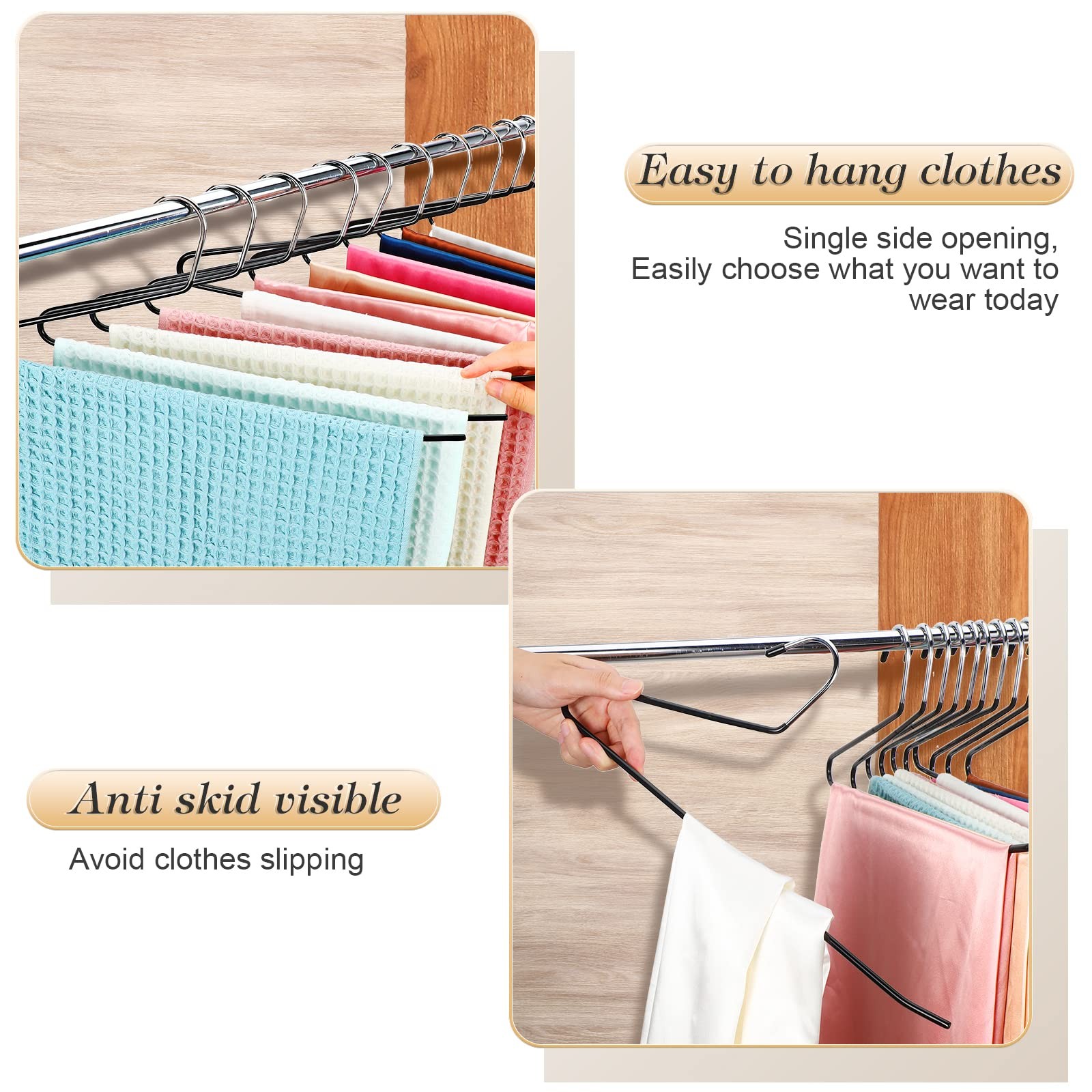 60 Pack Open Ended Pants Hangers Metal Non Slip Heavy Duty Space Saving Rack