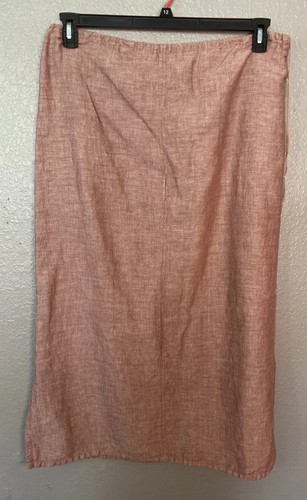 Max Studio Leinen/Baumwolle Rock XL Maxi rot/braun Tunnelzug Lagonlook minimalistisch