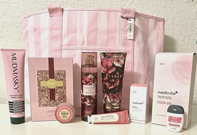 Victoria's Secret Tote BBW Covered In Roses Medicube 10 Pc Spa Gift Set NWT $240