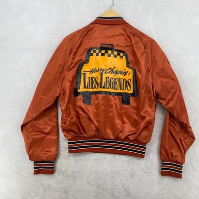 Aristo Jac Harry Chapin Satin Bomber Jacket Taxi Lies Legends Orange Size S