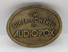 Vintage Audiovox Belt Buckle Audio Music High Fidelity Audiophile Hit Line USA