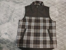 Pendleton Men's Wool Blend Black/Gray Plaid Full Zip Vest Size M Outdoor Casual