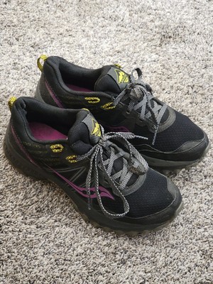 Saucony Women's Excursion TR-14 Running Shoes Sz 8 Lace Up Black Purple Yellow 