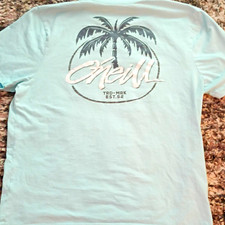 O'Neill Men s Graphic Print T-Shirt Light Blue Crew Neck Short Sleeve Size L