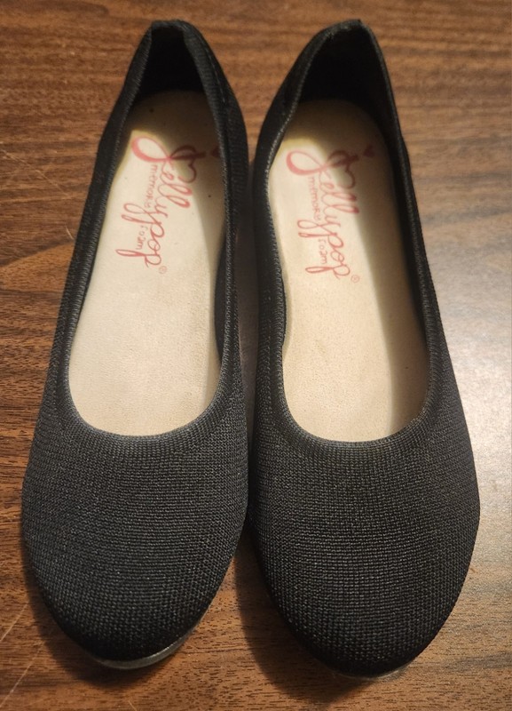 Jellypop Black Knit Flats Slip On Ballet Shoes Size 9