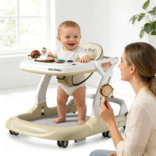 Music and Lights Baby Walker with Wheels,9 Adjustable Heights Infant Toddler Wal