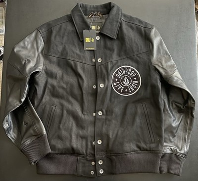 Volcom SNL  50th Anniversary Embroidered Chenille Patch Jacket Sandler Leather M
