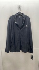 Adidas Mens Gray Long Sleeve Activewear Mock Neck Golf Full-Zip Jacket Size 2XL