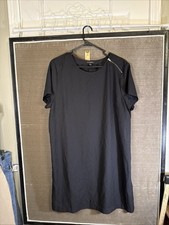 New Banana Republic Dress Women XL Black Dressy Short Sleeve Pleated Back Detail