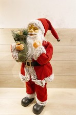 Babbo Natale 90cm Rosso Con Sacco Portadoni  E Con Decorazioni Natalizie