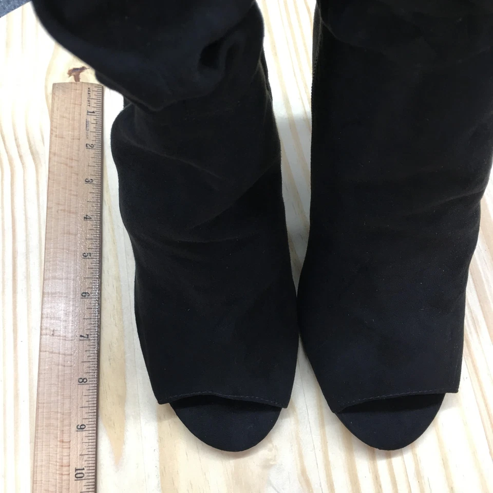 Material Niña Botas Mujer 9.5M Petra Botines Negro Cremallera Tacones Punta abierta NUEVO Foto 3 de 4