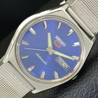 VINTAGE SEIKO 5 AUTOMATIC JAPAN 6319A MENS BLUE COLOR DIAL WATCH a701283-1