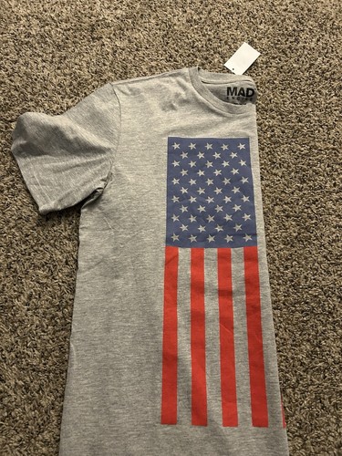 Gray Patriotic American Flag T Shirt Men’s Medium Cotton Mad Engine - Bild 4 von 8