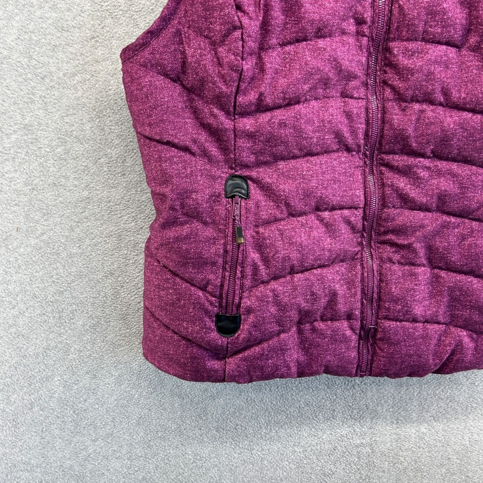 Green Tea Puffer Vest Womens Size XXL Purple Fleece Lined Hooded Zip eBay