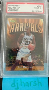 1997-98 Finest Tim Duncan Rookie RC Gold Refractor #325!! RARE!! PSA 9 /289 🔥🔥