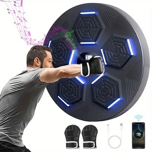 Smart Boxing Machine – Wall-Mounted Punch Trainer with Music & Lights