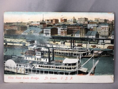 1909 Ship STEAMER Spread Eagle ST LOUIS Eads Bridge Postcard ANTIQUE