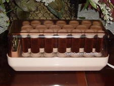 CLAIROL CUSTOM CARESETTER 20 VELVET FLOCKED HOT ROLLERS CURLERS CLIPS ex!