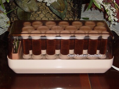 CLAIROL CUSTOM CARESETTER 20 VELVET FLOCKED HOT ROLLERS CURLERS CLIPS ex!