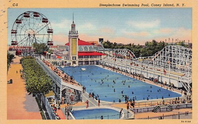 Coney Island Steeplechase amusement Park Brooklyn New York City Vtg Postcard B55