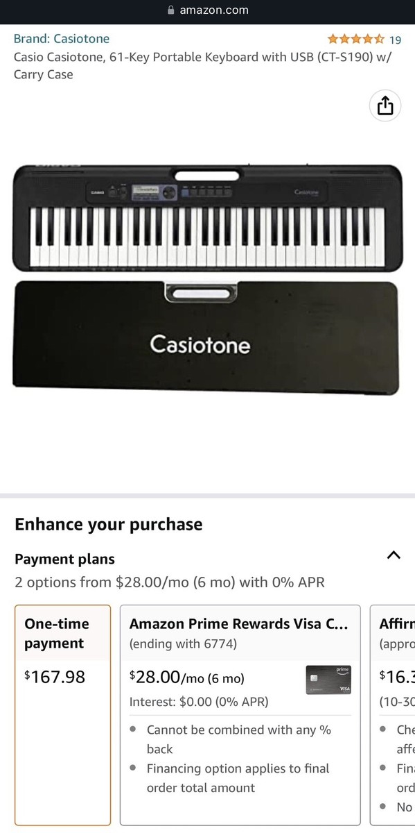 CASIO Casiotone 61鍵 Casio Casiotone, 61-Key Portable Keyboard with USB (CT-S190