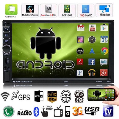Camara 16G GPS MP3 MP5 Player 7/'/' 2DIN Quad-Core Android 7.1 WiFi 3G BT 1 G