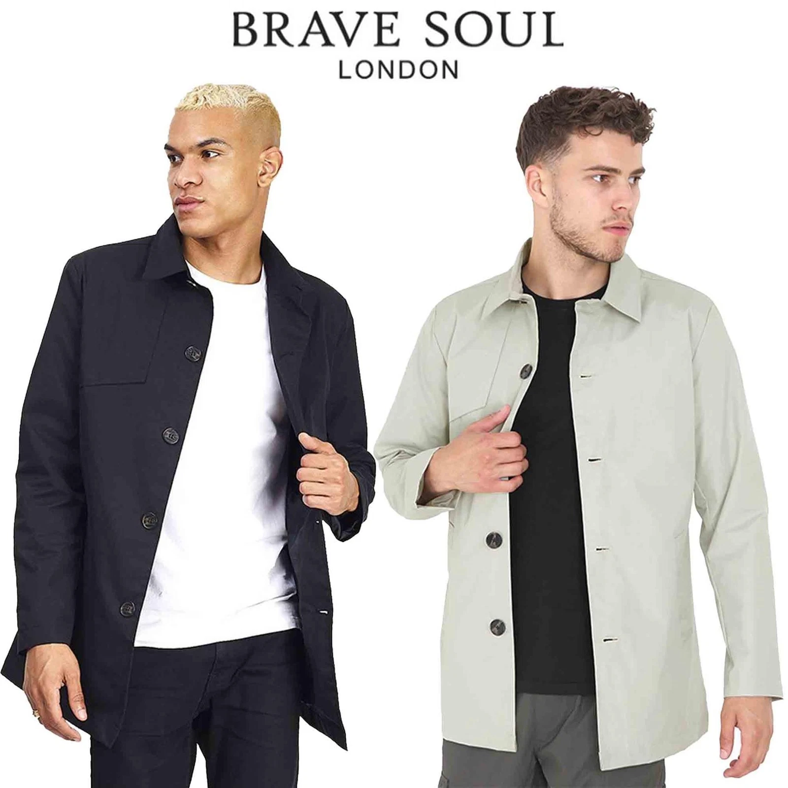 Brave Soul Mens Trench Coat Mac Black Jacket Buttoned Lightweight Summer Lined
Opens in a new window
