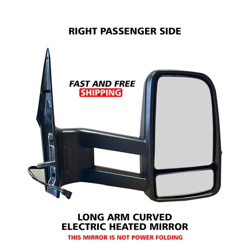 Electric Heated Long Arm Mirror Right Passenger For Mercedes Sprinter 2007-2017