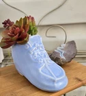 Vintage Nelson McCoy Pottery Baby Blue Shoe Planter Nursery Decor For Boys Room