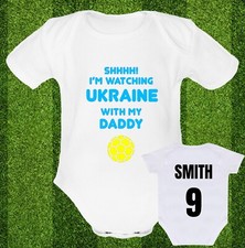 UKRAINE NATIONAL TEAM Babygrow Baby vest grow gift FREE PERSONALISATION FOOTBALL