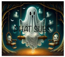 20oz Sublimation Tumbler Wrap Halloween Ghost Swing Ready To Press Heat Transfer